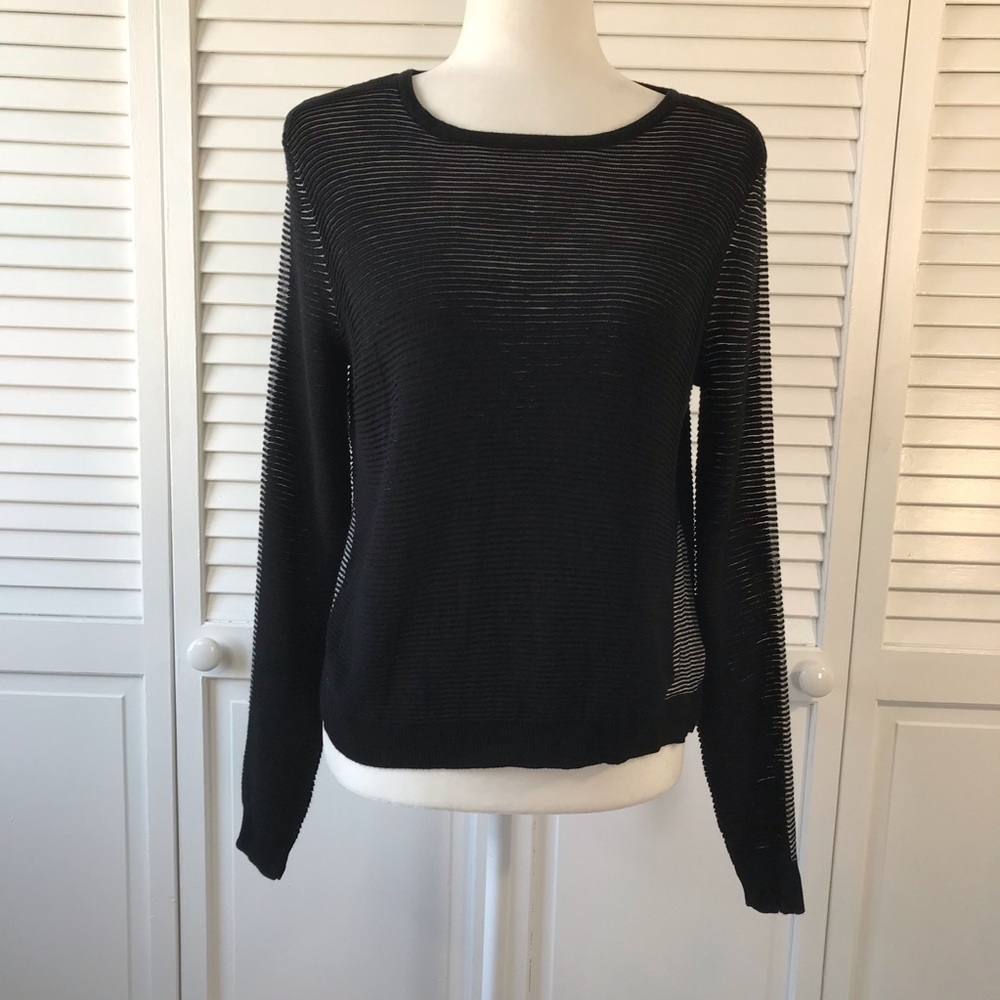 3/$25 Metaphor Black White Knit Scoop Neck Sweater